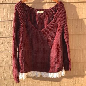 Size L Hollister sweater with lace